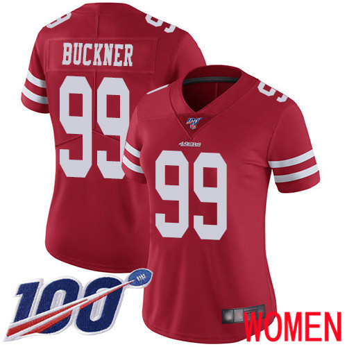 San Francisco 49ers Limited Red Women DeForest Buckner Home NFL Jersey 99 100th